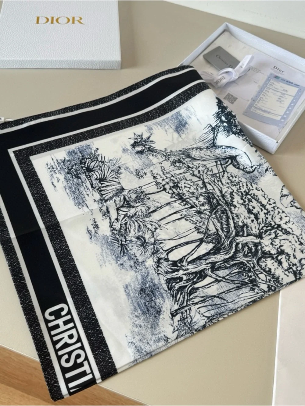 Dior Jungle Hand-Painted Square Scarf